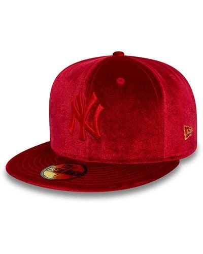 KTZ New York Yankees Velvet Satin Lunar New Year 59fifty Fitted Cap - Red