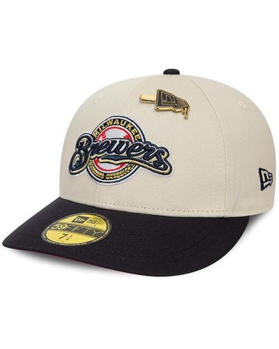KTZ Milwaukee Brewers Mlb Pin Stone Low Profile 59fifty Fitted Cap - Natural