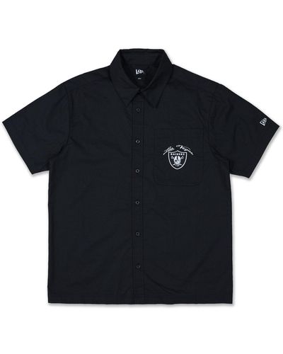 KTZ Las Vegas Raiders Woven Short Sleeve Shirt - Black