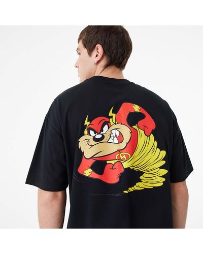 KTZ Taz Superhero Warner Brothers 100th Looney Tunes Mashups Oversized T-shirt - Black