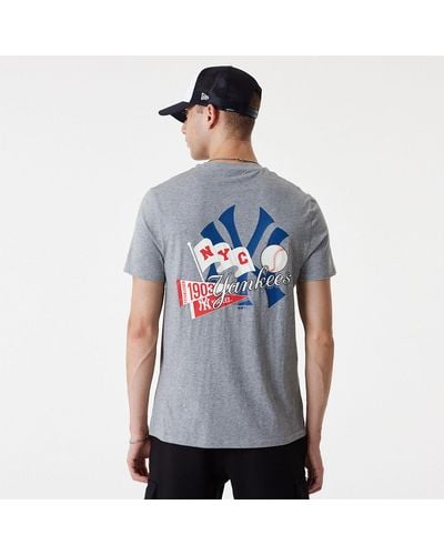 KTZ New York Yankees Mlb Flag Graphic Dark T-shirt - Grey