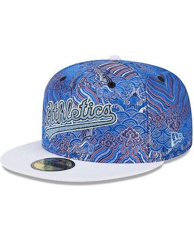 KTZ Oakland Athletics Wave Fill All Over Print 59fifty Fitted Cap - Blue