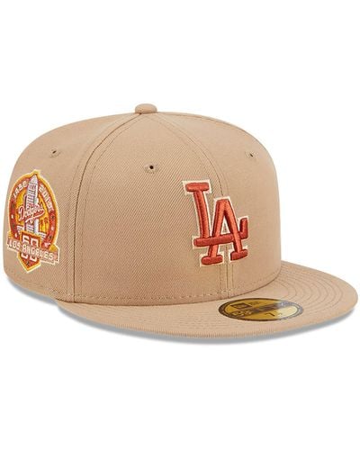 KTZ La Dodgers Autumn Flannel Stone 59fifty Fitted Cap - Natural