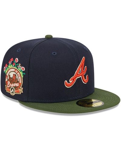 Atlanta Braves New Era Chain Stitch Heart 59FIFTY Fitted Hat - Navy
