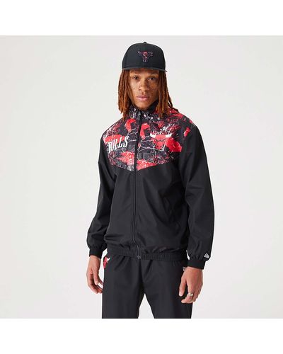 KTZ Chicago Bulls Nba All Over Print Track Jacket - Black