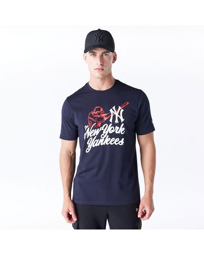 KTZ New York Yankees Mlb Baseball Graphic Navy T-shirt - Blue