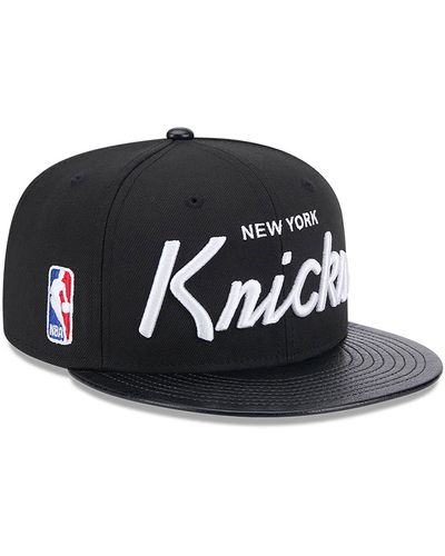 KTZ New York Knicks Faux Leather Visor 9fifty Snapback Cap - Black