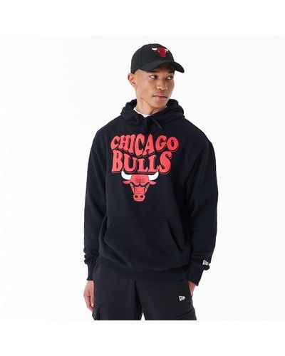 KTZ Chicago Bulls Nba Script Oversized Pullover Hoodie - Blue