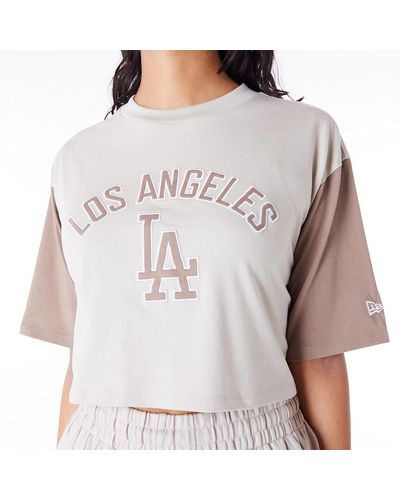 KTZ La Dodgers Mlb Lifestyle Stone Womens Crop T-shirt - Brown