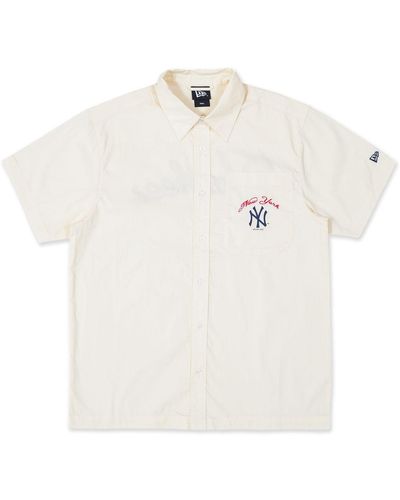 KTZ New York Yankees Woven Short Sleeve Shirt - White