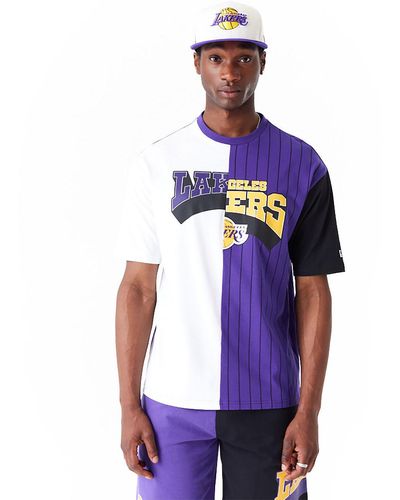 KTZ La Lakers Nba Half Pinstripe Oversized T-shirt - Purple