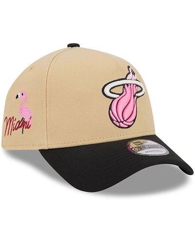 KTZ Miami Heat City Sidepatch Light Beige 9forty A-frame Adjustable Cap - Natural