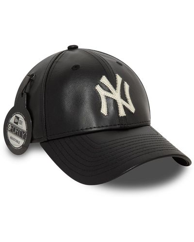 KTZ New York Yankees Mlb Leather 9forty Adjustable Cap - Black