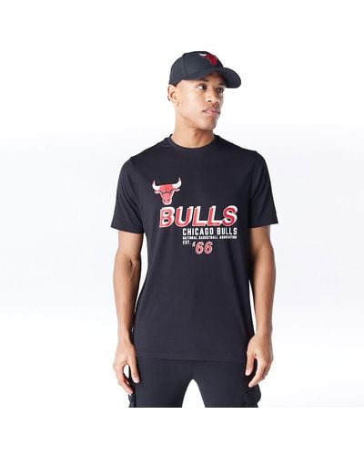 KTZ Chicago Bulls Nba Graphic And Red T-shirt - Black