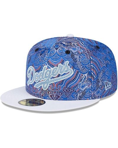 KTZ La Dodgers Wave Fill All Over Print 59fifty Fitted Cap - Blue