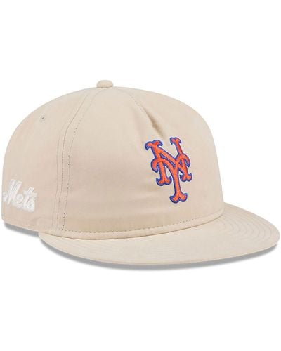 KTZ New York Mets Brushed Nylon Light Beige Retro Crown 9fifty Strapback Cap - Pink