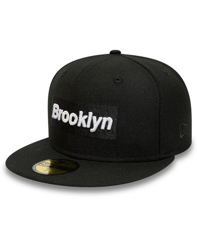 KTZ Brooklyn Nets Wordmark Nba Borough Of Neighbourhoods 59fifty Fitted Cap - Black