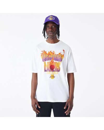 KTZ La Lakers Nba Flame Graphic Oversized T-shirt - White