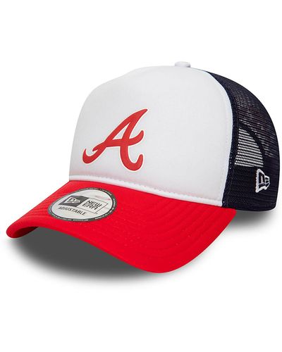KTZ Atlanta Braves Mlb Logo A-frame Trucker Cap - Red