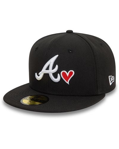 KTZ Atlanta Braves Mlb Team Heart 59fifty Fitted Cap - Black