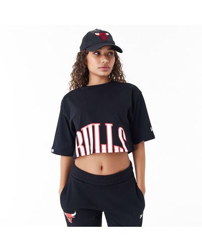 KTZ Chicago Bulls Womens Nba Team Wordmark Crop T-shirt - Blue