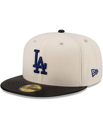KTZ La Dodgers Leather Visor Chrome 59fifty Fitted Cap - White