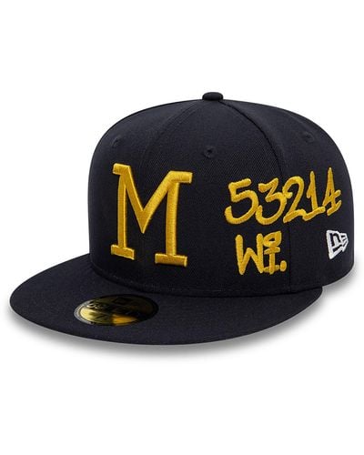 KTZ Milwaukee Brewers Mlb Stadium Navy 59fifty Fitted Cap - Black