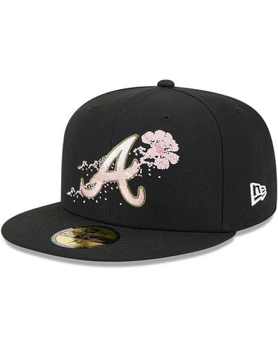 KTZ Atlanta Braves Dotted Floral 59fifty Fitted Cap - Black