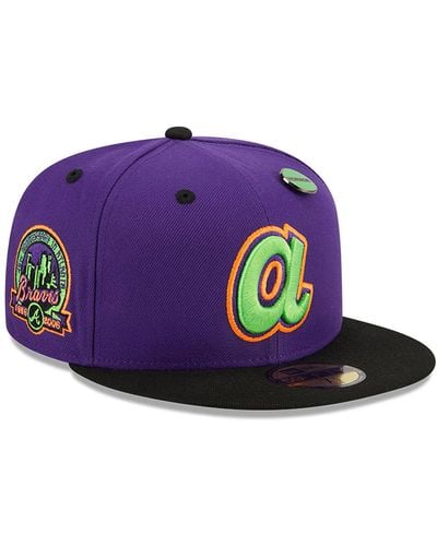 KTZ Atlanta Braves Trick Or Treat 59fifty Fitted Cap - Purple