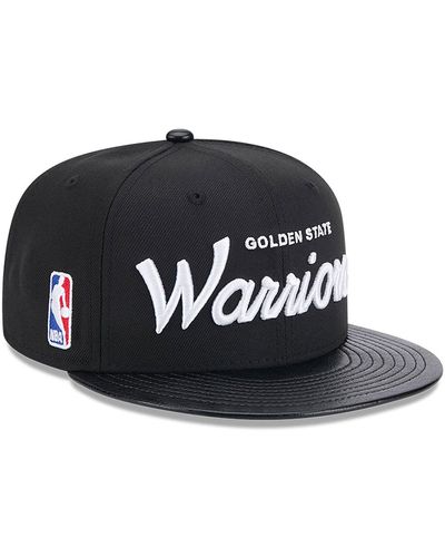 KTZ Golden State Warriors Faux Leather Visor 9fifty Snapback Cap - Black
