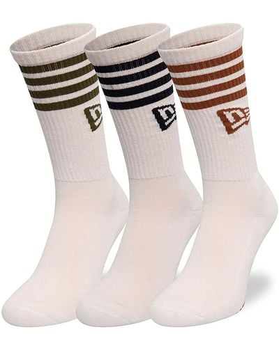KTZ New Era Stripe Off 3 Pack Crew Socks - White