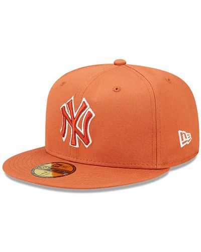 KTZ New York Yankees Team Outline Medium 59fifty Fitted Cap - Orange