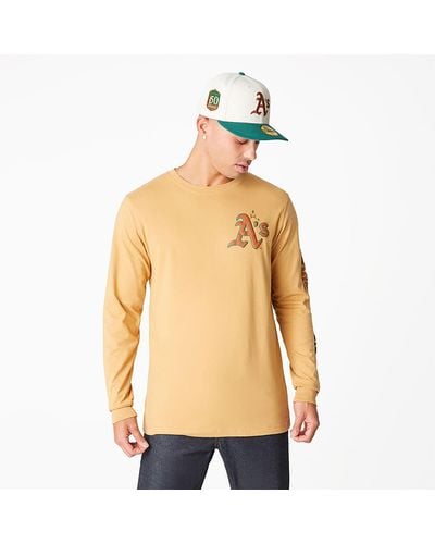 KTZ Oakland Athletics Camp Beige Long Sleeve T-shirt - Brown