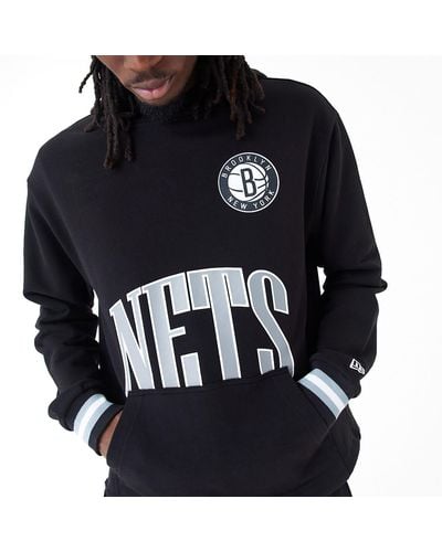 KTZ Brooklyn Nets Nba Arch Graphic Oversized Pullover Hoodie - Black