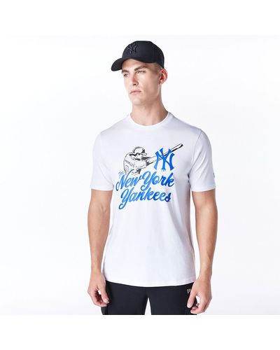 KTZ New York Yankees Mlb Baseball Graphic And Blue T-shirt - White