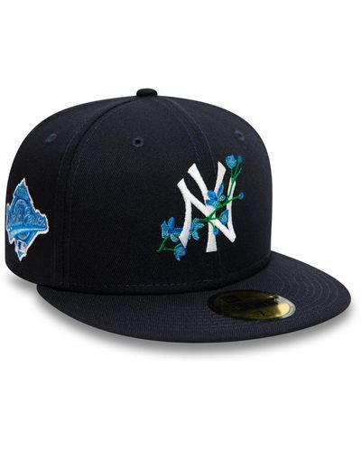 New Era New York Yankees Mlb Side Patch Bloom Navy 59fifty Cap - Blue