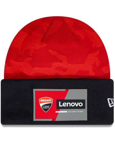 KTZ Ducati Team Francesco Bagnaia Camo Cuff Knit Beanie Hat - Red