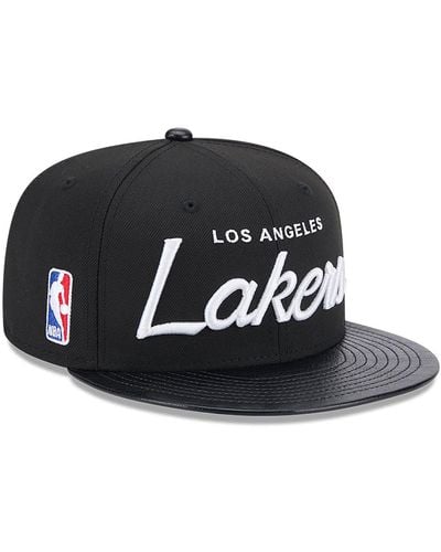 KTZ La Lakers Faux Leather Visor 9fifty Snapback Cap - Black