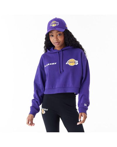 KTZ La Lakers Womens Nba Team Logo Crop Pullover Hoodie - Purple