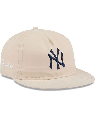 KTZ New York Yankees Brushed Nylon Light Beige Retro Crown 9fifty Strapback Cap - White