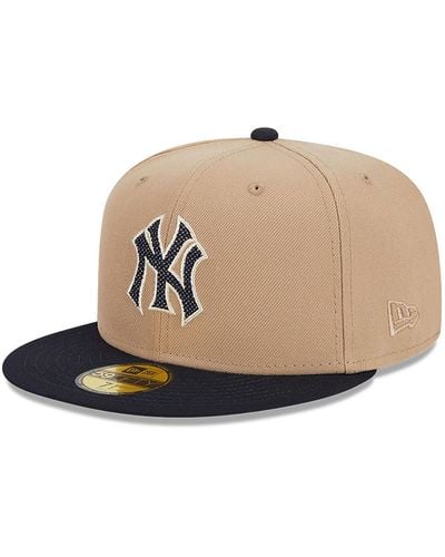 KTZ New York Yankees Needlepoint Light Beige 59fifty Fitted Cap - Natural