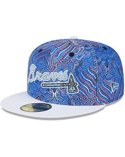 KTZ Atlanta Braves Wave Fill All Over Print 59fifty Fitted Cap - Blue
