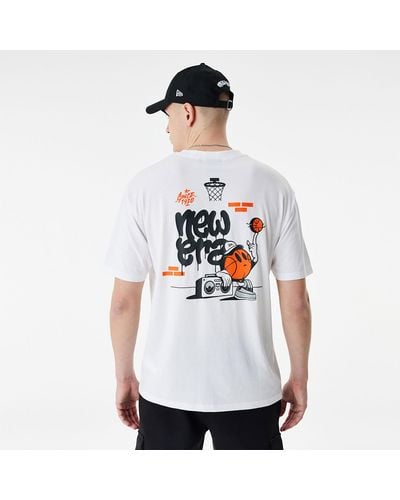 KTZ New Era Basketball Graffiti Graphic Oversized T-shirt - White