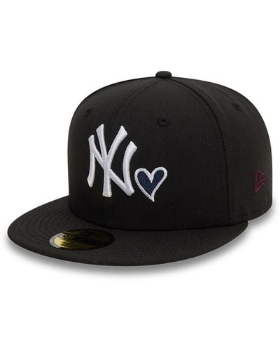 KTZ New York Yankees Mlb Team Heart 59fifty Fitted Cap - Black