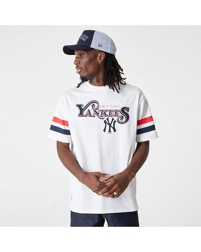 New Era M's MLB Half Striped Os Tee New York Yankees Navy / Off-White Size XL