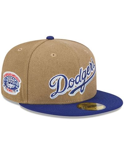 KTZ La Dodgers Canvas Crown Beige 59fifty Fitted Cap - Blue