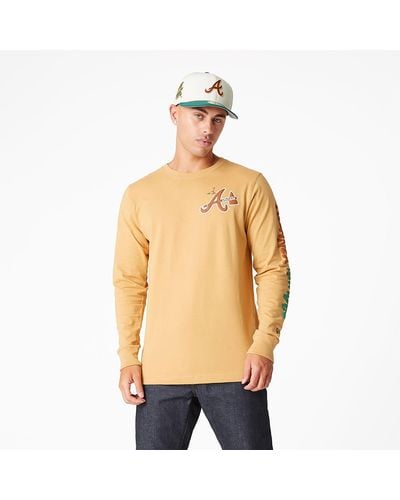 KTZ Atlanta Braves Camp Beige Long Sleeve T-shirt - Natural