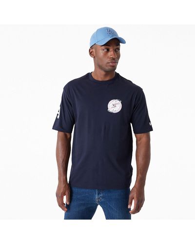 KTZ La Dodgers Baseball Graphic Navy Oversized T-shirt - Blue