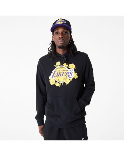KTZ La Lakers Nba Floral Graphic Pullover Hoodie - Black