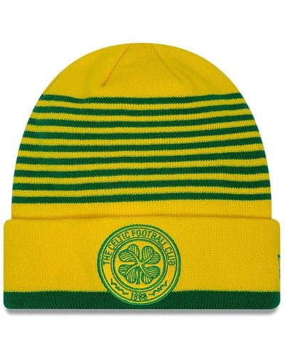 KTZ Celtic Fc Retro Pack Cuff Knit Beanie Hat - Yellow